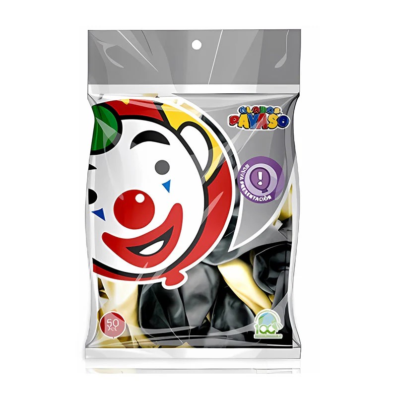 GLOBOS PAYASO 9 BOLSA C50 BICOLOR NGODORADO C.100