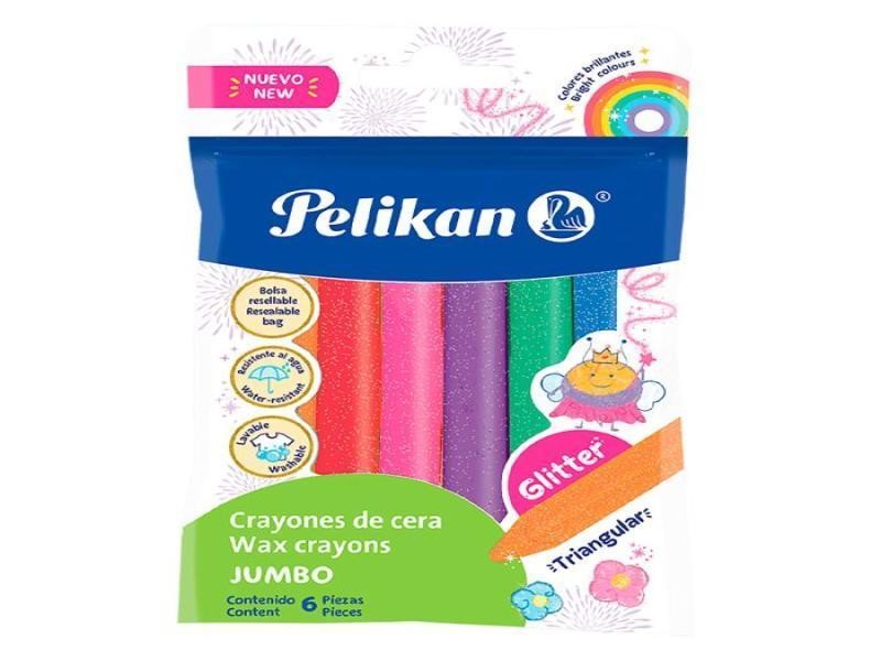 CRAYONES EST.C6 PELIKAN TRIANG. JUMBO GLITTER E6