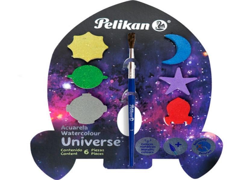 ACUARELA EST.C6PINCEL UNIVERSO COL.METALICO PELIKAN C70