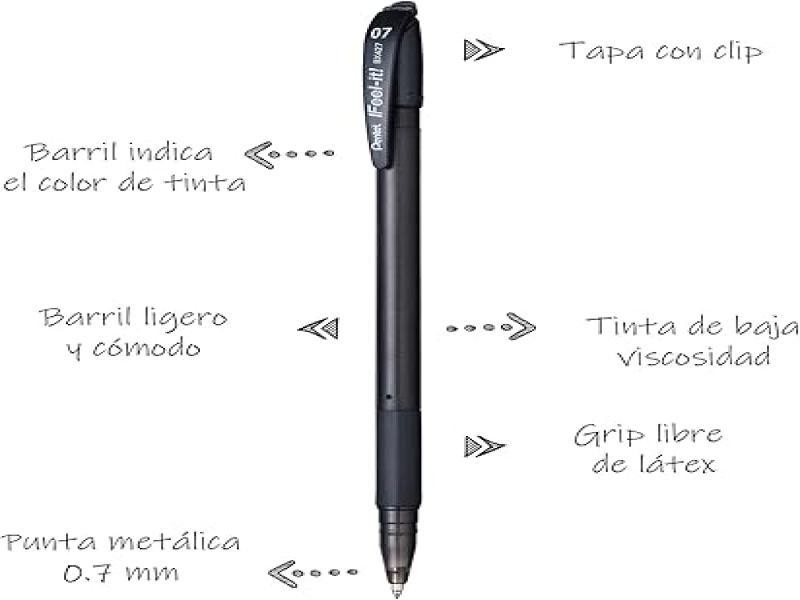 BOLIGRAFO FEEEL-IT BX427A 0.7MM NGO. PENTEL E.12 C.1152