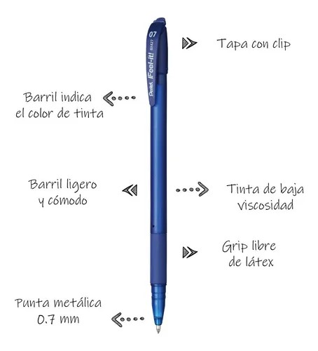 BOLIGRAFO FEEEL-IT BX427C 0.7MM AZUL PENTEL E.12 C.576