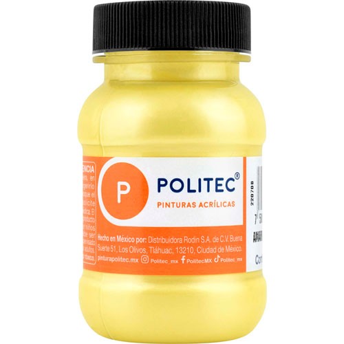 PINTURA ACRILICA POLITEC 100ML AMARILLO MET. 518 E.6 C.36