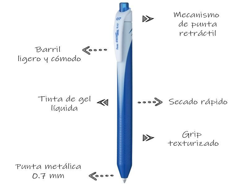 BOLIGRAFO GEL ENERGEL BL437C PENTEL 0.7MM RT AZUL 12576