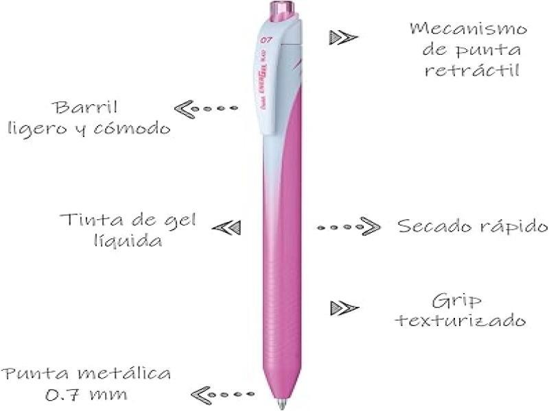 BOLIGRAFO GEL ENERGEL BL437P PENTEL 0.7MM RT ROSA 12576