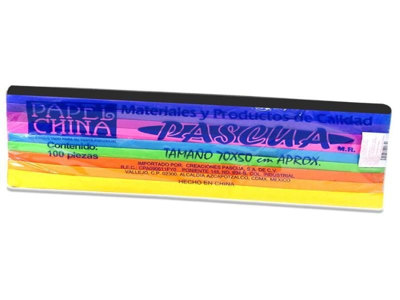 PAPEL CHINA PASCUA 70X50CM. PAQ.C100 MIX. COL. SURT. C.40