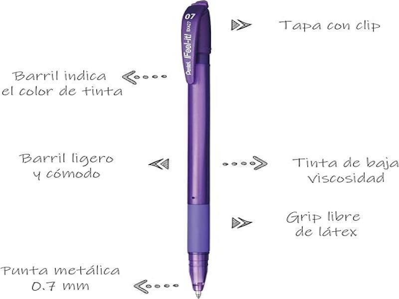 BOLIGRAFO FEEEL-IT BX427V 0.7MM VIOLETA PENTEL E.12 C1152