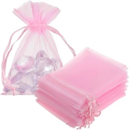 BOLSA ORGANZA CONFETTI 12X15CM.ROSA BEBE E.12