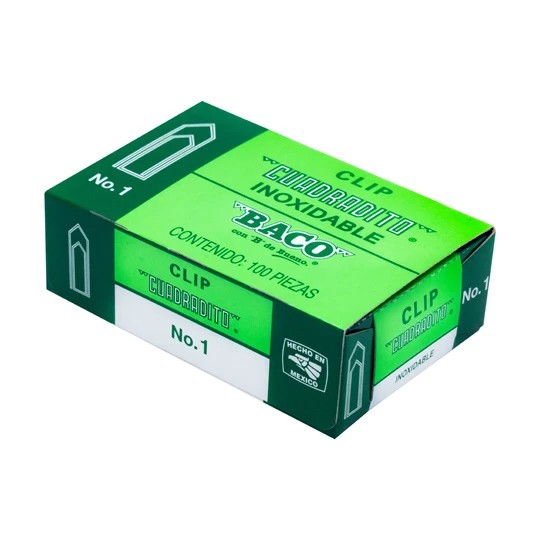 CLIPS CUADRADITO 1 BACO CAJA C100 E.10 C.100