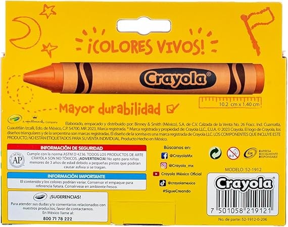 CRAYONES EST.C12 CRAYOLA EXTRA JUMBO 521912 E.6 C.48