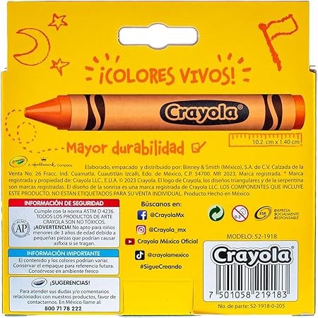 CRAYONES EST.C18 CRAYOLA EXTRA JUMBO 521918 E. 6 C. 24