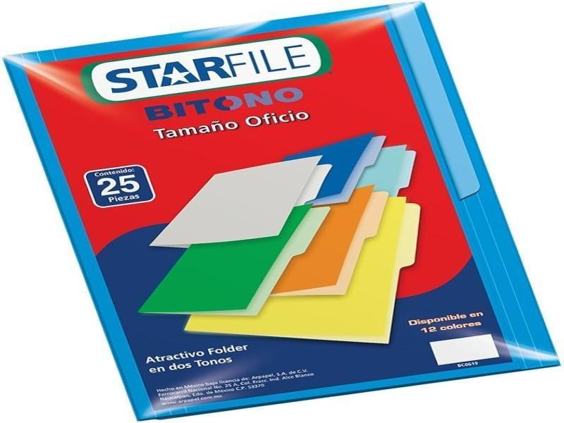 FOLDER BITONO OFI. STARFILE AZUL OBSCURO PAQ.C25 C.20