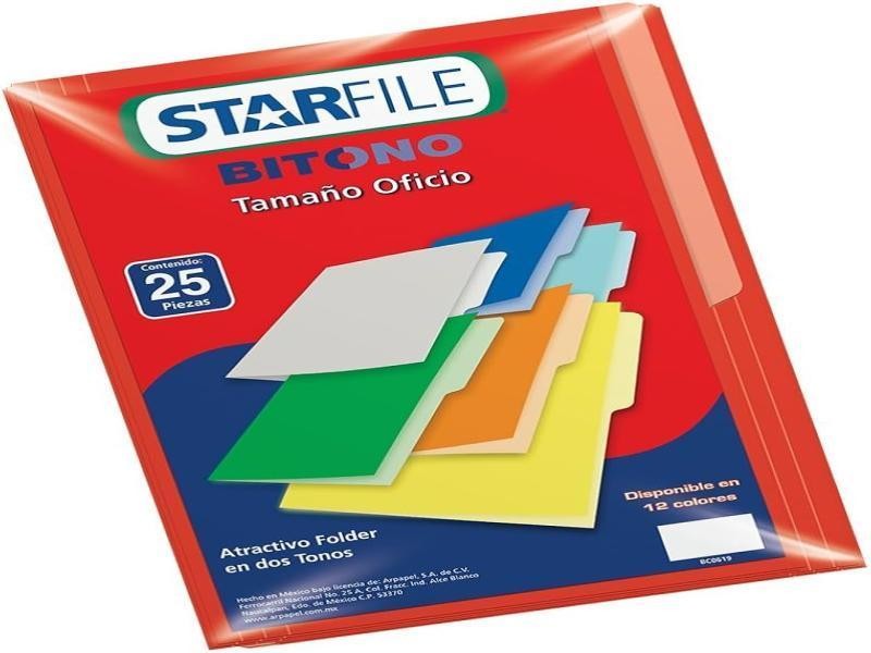 FOLDER BITONO OFI. STARFILE ROJO PAQ.C25 C.20