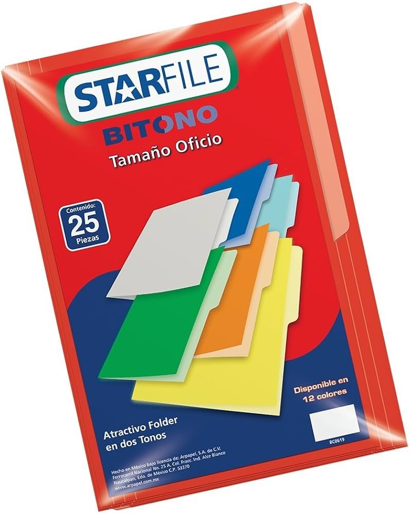 FOLDER BITONO OFI. STARFILE ROJO PAQ.C25 C.20