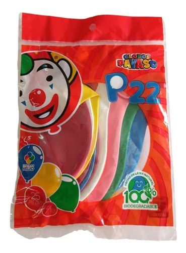GLOBOS PAYASO 22 COL. SURT. BOL. C25 C.90