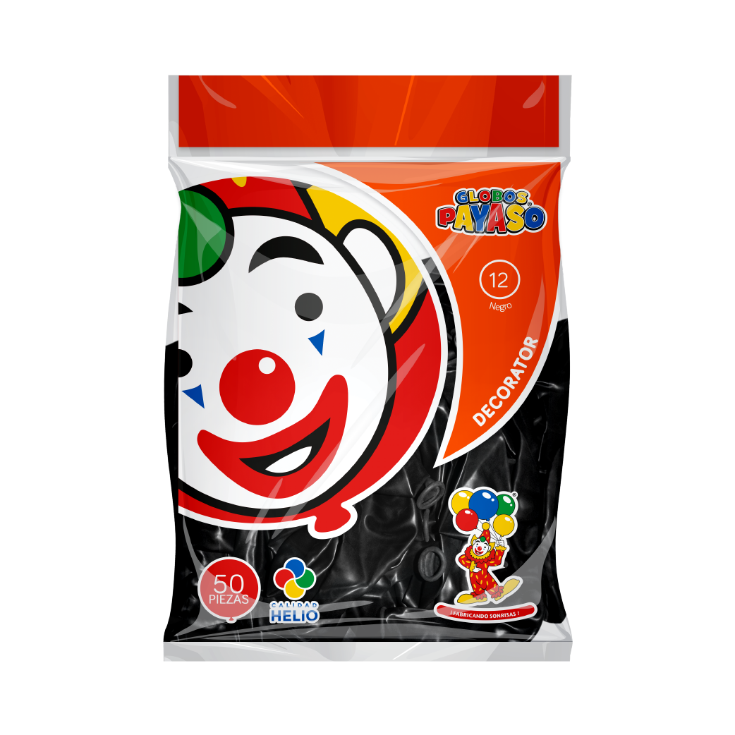 GLOBOS DECORATOR 12 BOL.C50 NEGRO C.60