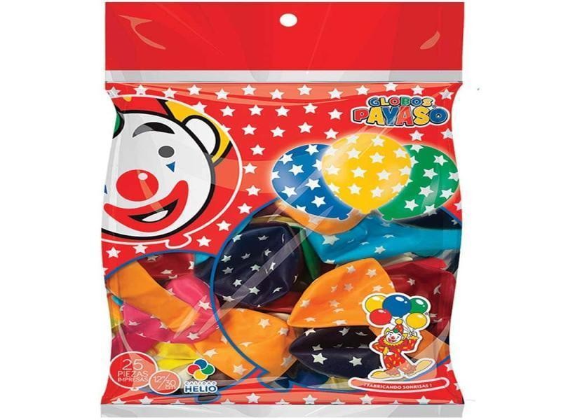 GLOBOS PAYASO IMP. ESTRELLA 12 COL. SURT. BOL.C25 C.120