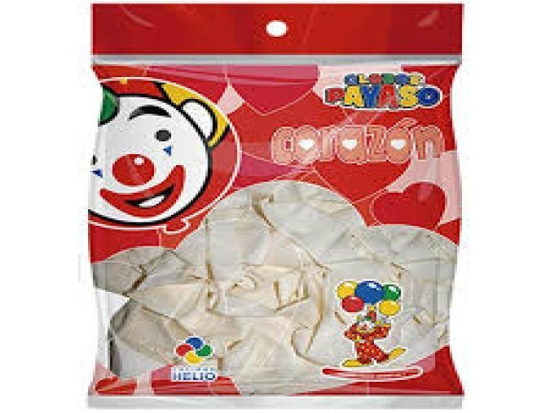 GLOBOS PAYASO H-10 FIG. CORAZON BOL.C50 BLANCO C.80