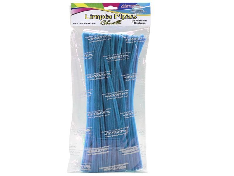LIMPIAPIPAS BOL. C100 PZ. AZUL TURQUESA PASCUA C.100