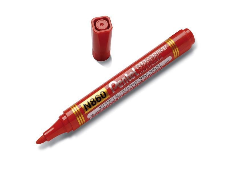 MARCADOR PERM. GRUESO PLAST. N860-B PENTEL ROJO E12 C576