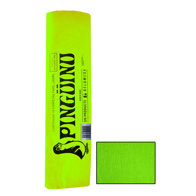 PAPEL CREPE PINGUINO VERDE FLUOR. E.10 C.250 44
