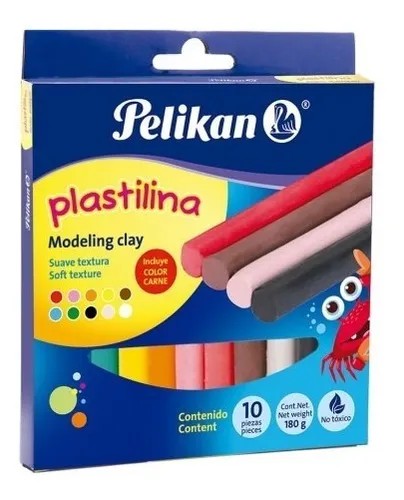 PLASTILINA C10 BARRAS COLORES PELIKAN C.40