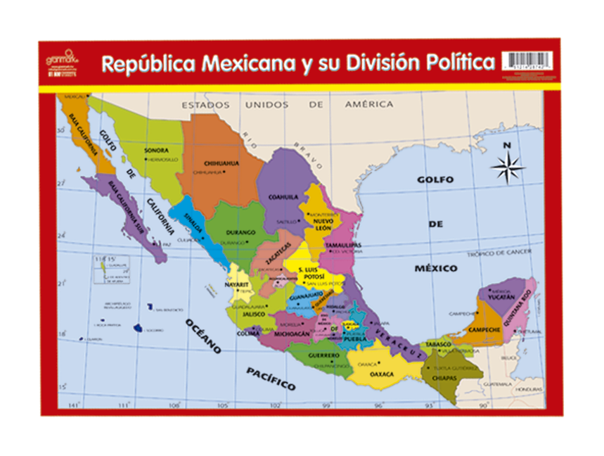 MINIPOSTER DID. 25X35CM. MAPA MEXICO GRANM. E.12 C.1200