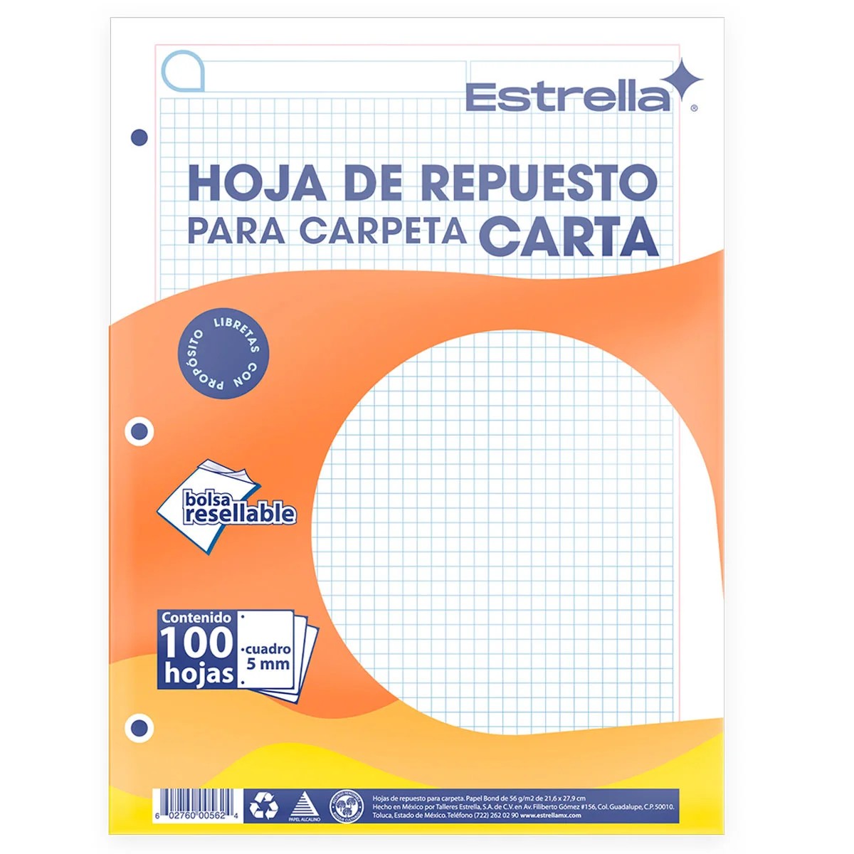 HOJA PCARPETA CTA. ESTRELLA 562 C5 PAQ.C100H. C.20