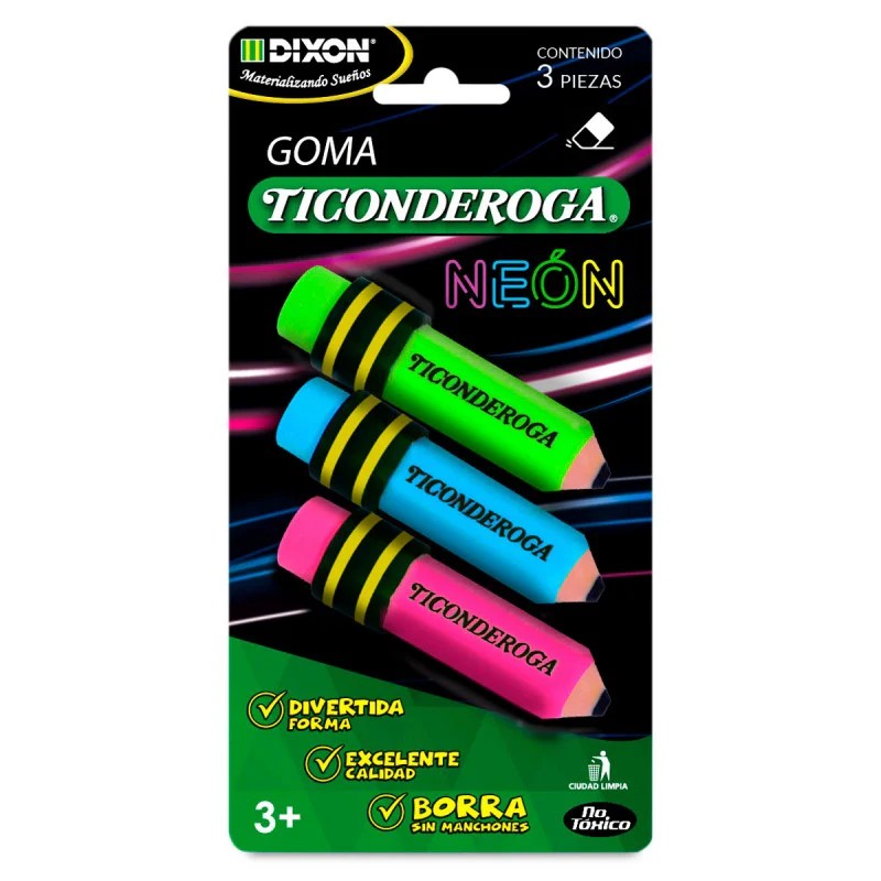 GOMA TICONDEROGA NEON BLIST. C3 PZAS. C144