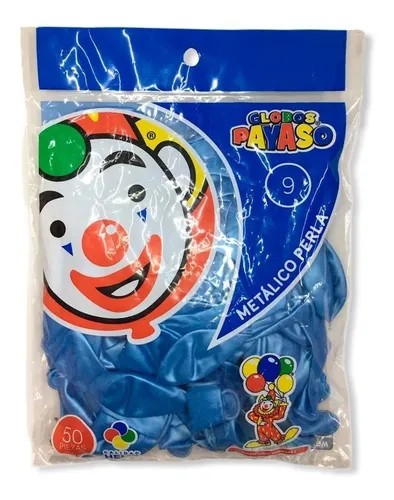 GLOBOS METALLIC 9 BOL.C50 AZUL C.100