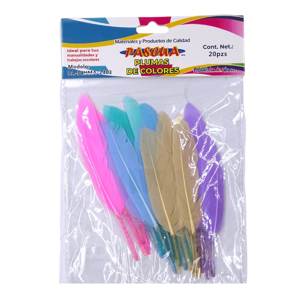 PLUMAS PASCUA COL.PASTEL SURTIDO PLUM2406 BOL.C20 E12