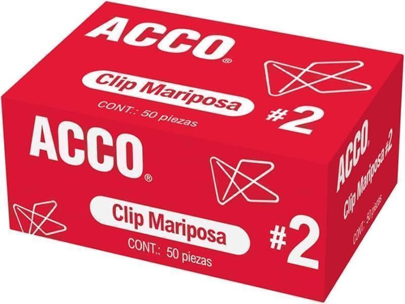 CLIPS MARIPOSA 2 ACCO CAJA C50 PZ. P1720 C.100