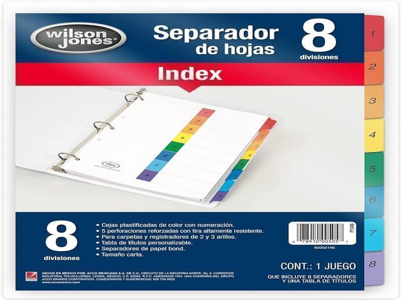 SEPARADOR NUM. CTA. 8 DIV. INDEX WILSON VCOL. P-1346 C.24