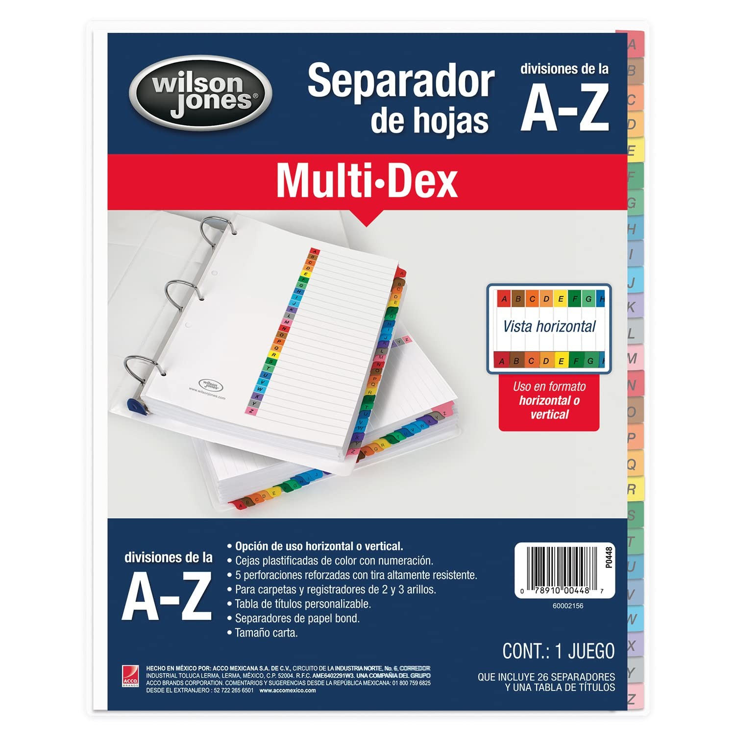SEPARADOR ALFAB. A-Z. CTA. MULTIDEX WILSON P-0448 C.6