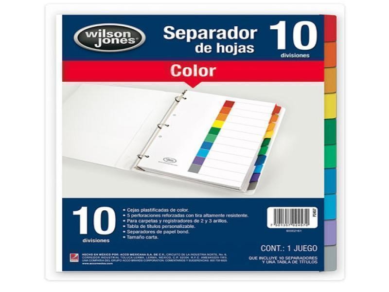 SEPARADOR SNUM. CTA. 10 DIV. WILSON JONES 2457 C.24