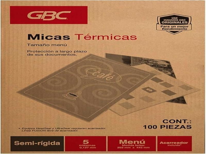 MICA TERMICA MENU 292X445 MM. 5 MIL. GBC CJA.C100 C.7