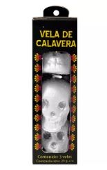 VELA MINI CALAVERA BLANCA PAQ C3 C30