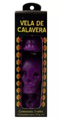 VELA MINI CALAVERA MORADA PAQ C3 C30