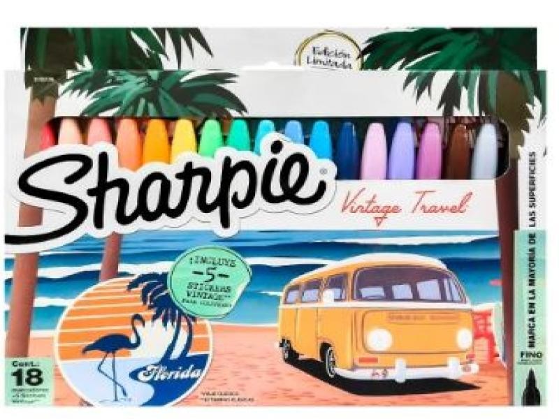MARCADOR PERM. DELG. PLAST. SHARPIE P.F. VINTAGE TRAVEL C18