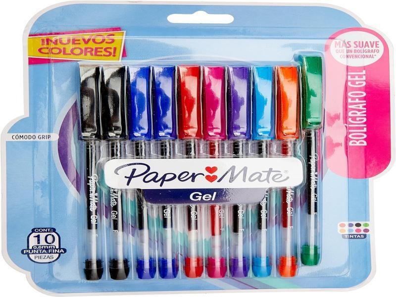 BOLIGRAFO GEL PAPER MATE .3MM BLIST. C10 COL. SURTIDO C12