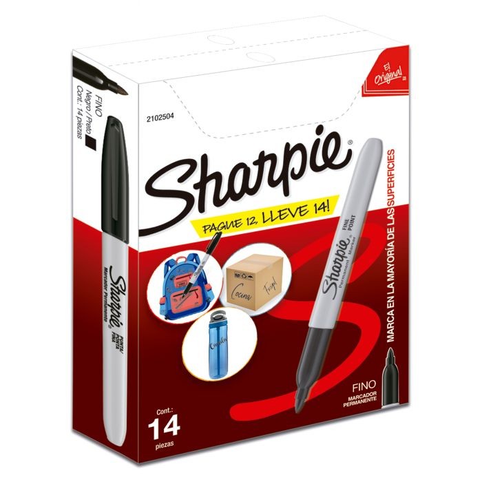 MARCADOR PERM. DELG. PLAST. SHARPIE P.F.NGO.PAQ. 122 SHARPI
