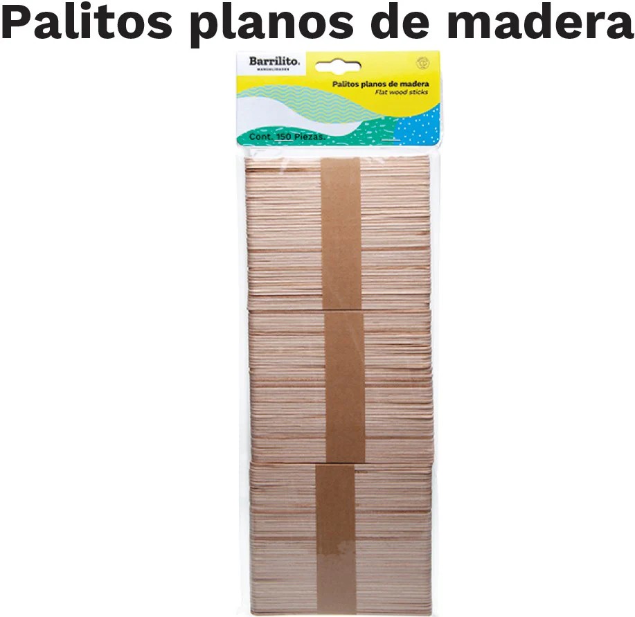PALITOS PLANOS MAD. NAT. 10X144MM. W001 BOL.C150 E24C72