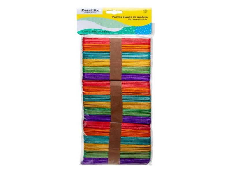 PALITOS PLANOS MAD. COL. 10X115MM BARR W001C BOL C150PZ24