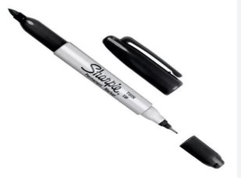MARCADOR PERM. DELG. PLAST. SHARPIE TWIN D.PTA.NGO.BL.C136