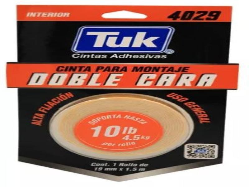 CINTA ADH. DOBLE CAPA PARA MONTAJE 19X1.5M 4029 TUK C.16