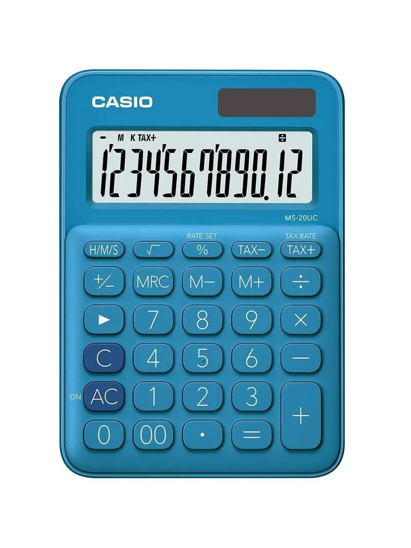 CALCULADORA ESCRIT. CASIO MS-20UC AZUL 12DIG. E.10 C.40