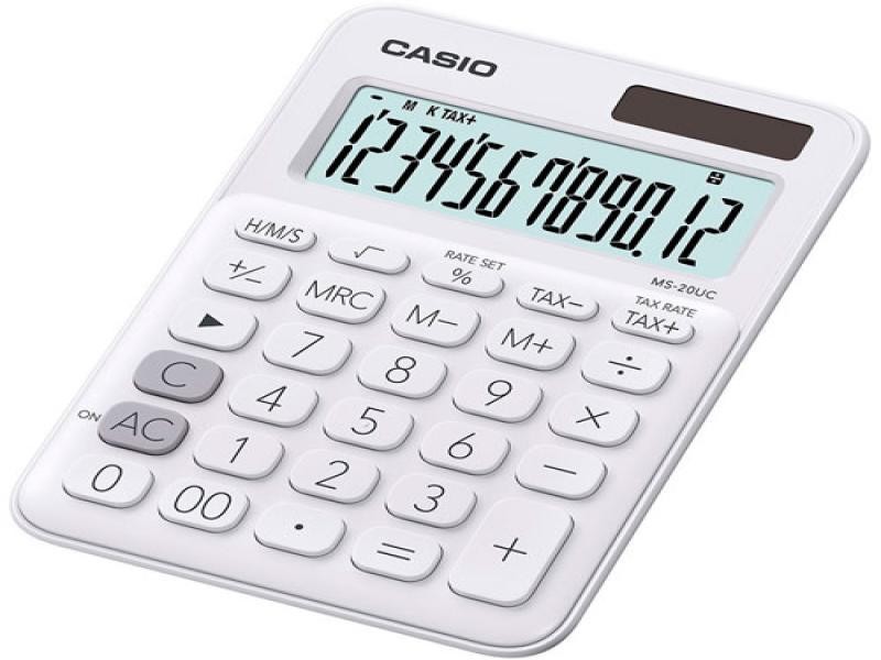 CALCULADORA ESCRIT. CASIO MS-20 BLANCA 12DIG. E.10 C.40