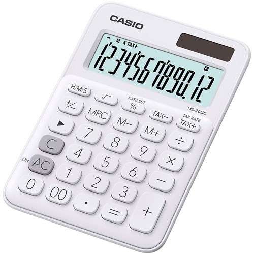 CALCULADORA ESCRIT. CASIO MS-20 BLANCA 12DIG. E.10 C.40