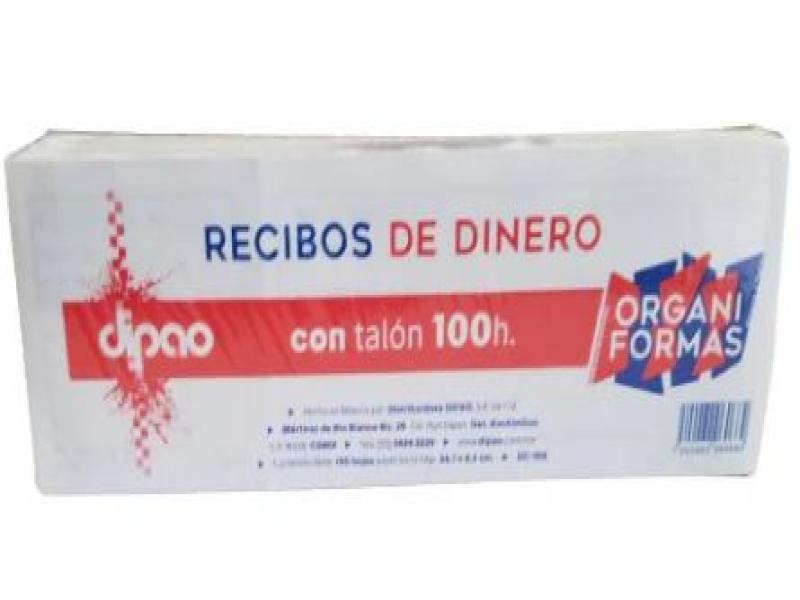 RECIBO DE DINERO CON TALON 80 HJS. RE-80 DIPAO E.5 C.100