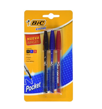 BOLIGRAFO CRISTAL POCKET BIC 0.7MM SURTIDO BL.C3 E12