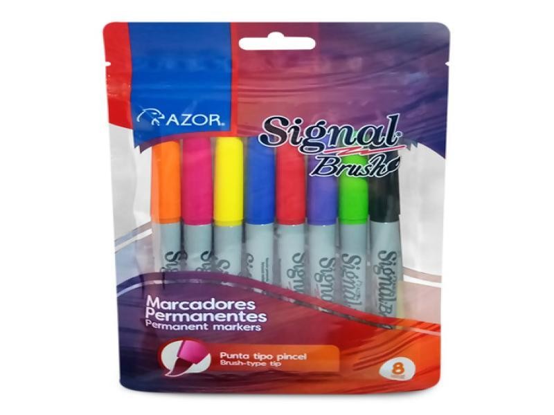MARCADOR PERM.DELG.PLAST.SIGNAL AZOR P.PINCEL C8 SURT E12